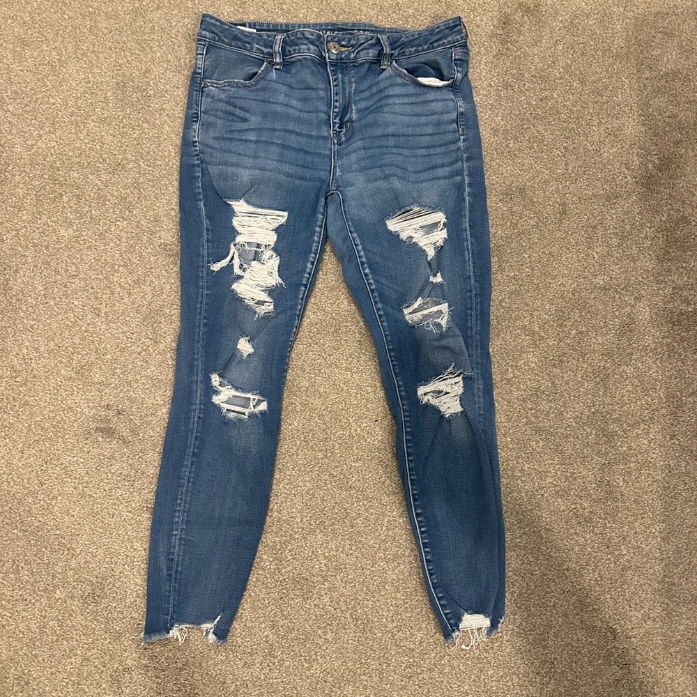 American Eagle Outfitters Ripped Blue Jeggings